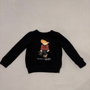 Ralph Lauren Polo Sweatshirt Kids Size 5 Black Polo Bear Spring Casual Outdoor